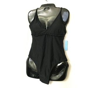 Live Life on The Beach One Piece Swimsuit Bathing Suit Size Large Black